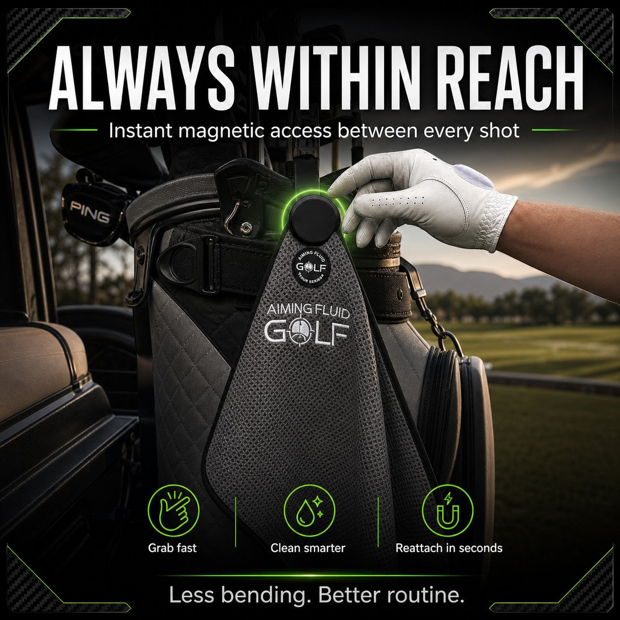 Magna-Anchor™ Magnetic Golf Towel – Stubby (16×24)